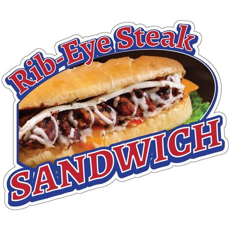 SIGNMISSION Rib-Eye Steak Sandwich Food Stand Truck Sticker, 12" x 4.5", D-DC-12 Rib-Eye Steak Sandwich D-DC-12 Rib-Eye Steak Sandwich19